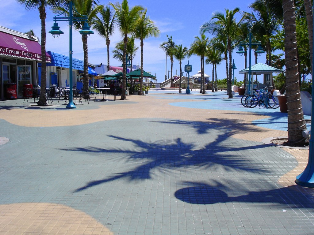 Times Square and the pier area at Fort Myers Beach, Florida